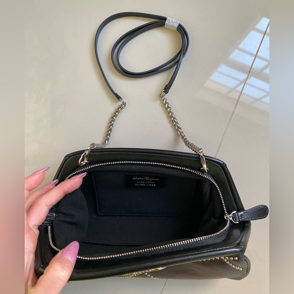 100% Authentic NWT‼️ Salvatore Ferragamo Gancini Mini Leather Clutch with Studs - Picture 3 of 11